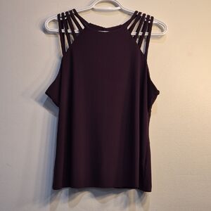 Strappy Mock-Neck Tank Top in Deep Plum